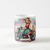 Mug Blond fille sur vélo avec son gingembre chat pin u (Centre)