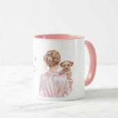Mug Blond Hair Lady Holding Dog   (Devant droit)