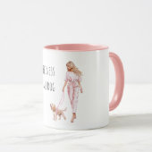 Mug Blond Hair Lady Walking Dog (Devant droit)