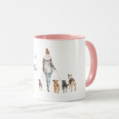 Mug Blond Hair Lady Walking Dogs   (Devant droit)