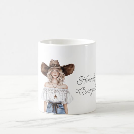 Mug Blond Howdy Cowgirl Hat Star Necklace (Centre)