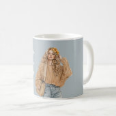 Mug Blond Jeans Fleurs dans les Cheveux (Devant droit)