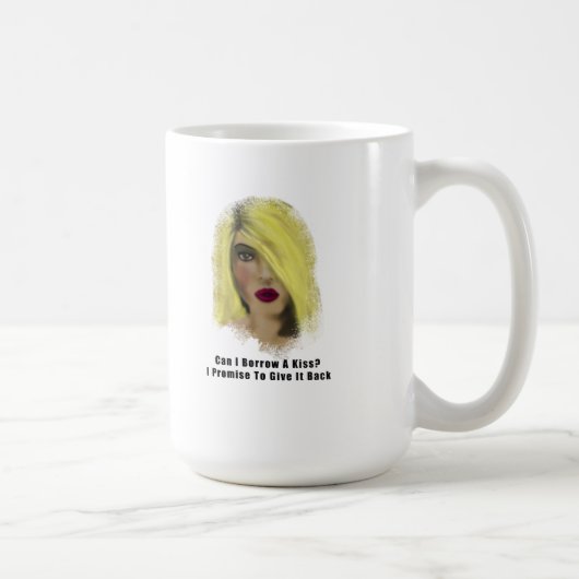Mug Blonde Bombshell Femme Emprunter Un Baiser (Droite)