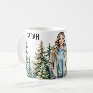 Mug Blonde Hiker en Forêt - Personnalisé Outdoor Adore