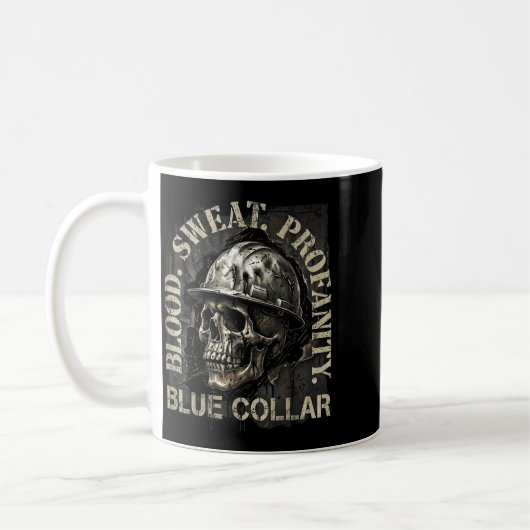 Mug Blood Sweat Profanity Construction Worker Skull Bl (Gauche)
