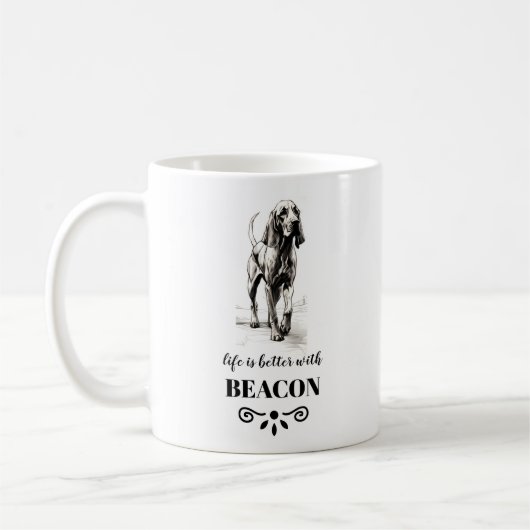 Mug Bloodhound Life est meilleur avec Custom Dog Name (Gauche)