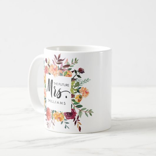 Mug Bloom rustique | MARIAGE LE futur MRS Typographie (Devant gauche)