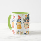 Mug Blooms Whimsical dans des pots vibrants (Devant gauche)