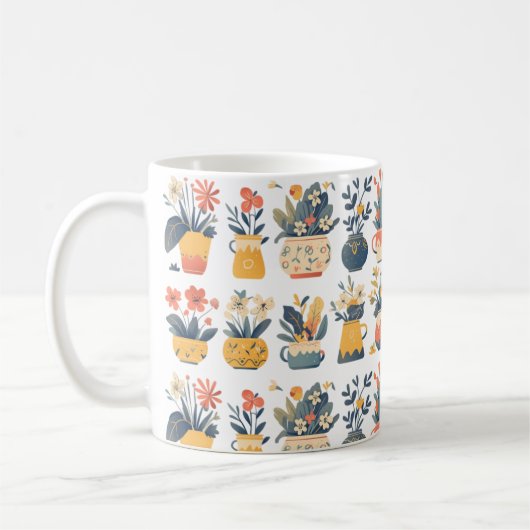 Mug Blooms Whimsical dans des pots vibrants (Gauche)
