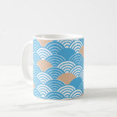 Mug Blue and Beige Japanese Wave Pattern  (Devant gauche)
