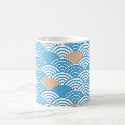 Mug Blue and Beige Japanese Wave Pattern (Centre)