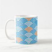 Mug Blue and Beige Japanese Wave Pattern  (Gauche)