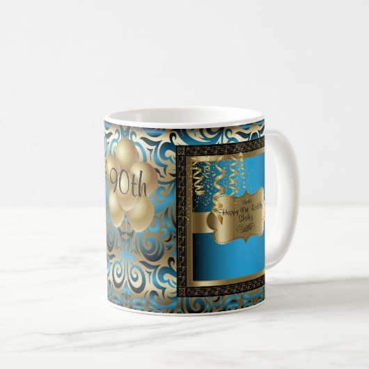 Mug Blue and Gold Metallic Joyeux 00e anniversaire (Devant droit)