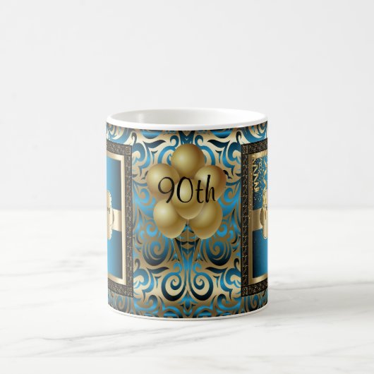 Mug Blue and Gold Metallic Joyeux 00e anniversaire (Centre)