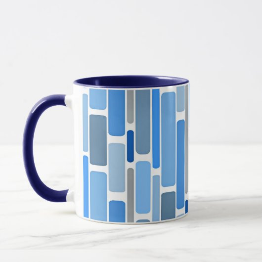 Mug Blue and gray geometric pattern, (Gauche)