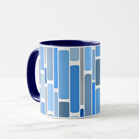 Mug Blue and gray geometric pattern, (Devant gauche)