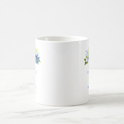Mug Blue and Navy Flowers with Foliage Wedding (Centre)