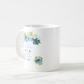 Mug Blue and Navy Flowers with Foliage Wedding (Devant gauche)