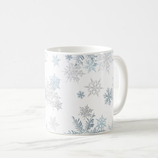 Mug Blue and Silver Grey Winter Wonderland Snowflake (Devant droit)