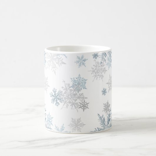 Mug Blue and Silver Grey Winter Wonderland Snowflake (Centre)