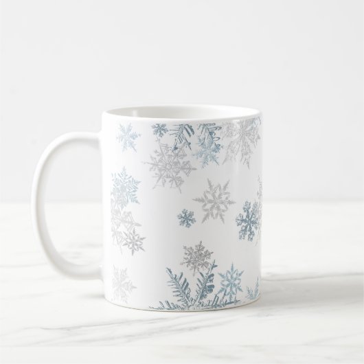 Mug Blue and Silver Grey Winter Wonderland Snowflake (Gauche)