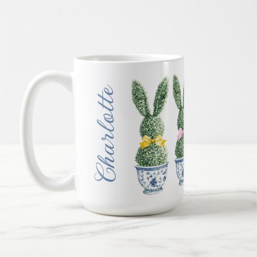 Mug Blue and White Chinoiserie With Rabbit Topiary (Gauche)