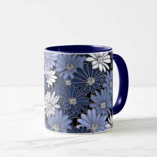 Mug Blue and white daisy pattern (Devant droit)