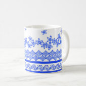 Mug Blue and White floral design, (Devant droit)
