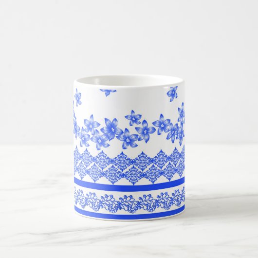 Mug Blue and White floral design, (Centre)