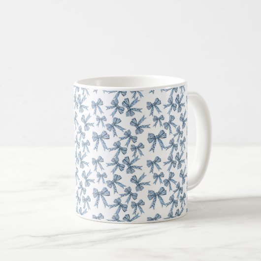 Mug Blue and White Ribbon Pattern Custom Quote (Devant droit)