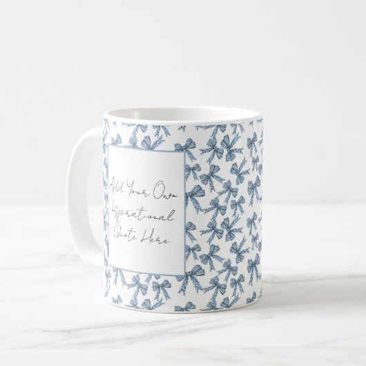 Mug Blue and White Ribbon Pattern Custom Quote (Devant gauche)