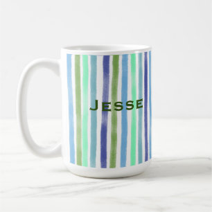 Mug Blue Arty Peinture Wavy Lines Colorée Motif&Nom