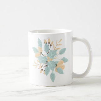 Mug Blue Beige Pastel Winter Botanical Illustration