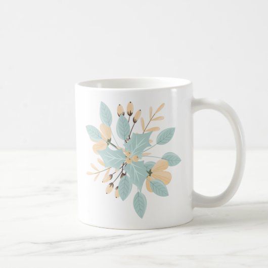 Mug Blue Beige Pastel Winter Botanical Illustration (Droite)