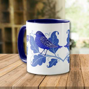 Mug Blue Bird Folk Art