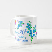 Mug Blue Bird Oubliez Moi Pas Floral 80e Anniversaire (Devant gauche)