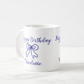 Mug Blue bow CUTIE AJOUTER NOM BABY heureux anniversai (Devant gauche)