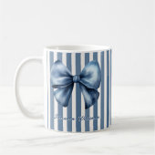 Mug Blue Bow Watercolor Stripe Design (Gauche)