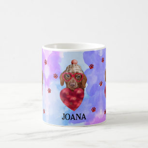 Mug Blue Brown Dachshund Valentine's Day Cadeau chien