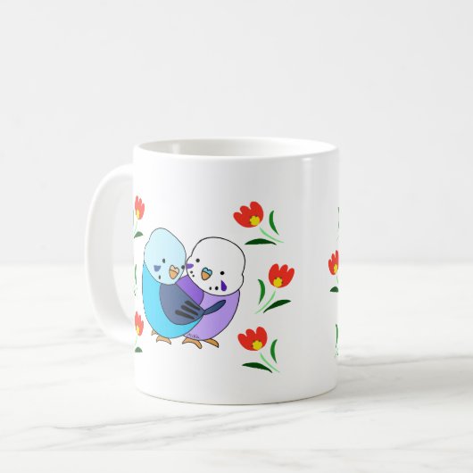 Mug Blue Budgie Parakeet Cuisine oiseaux de compagnie  (Devant gauche)