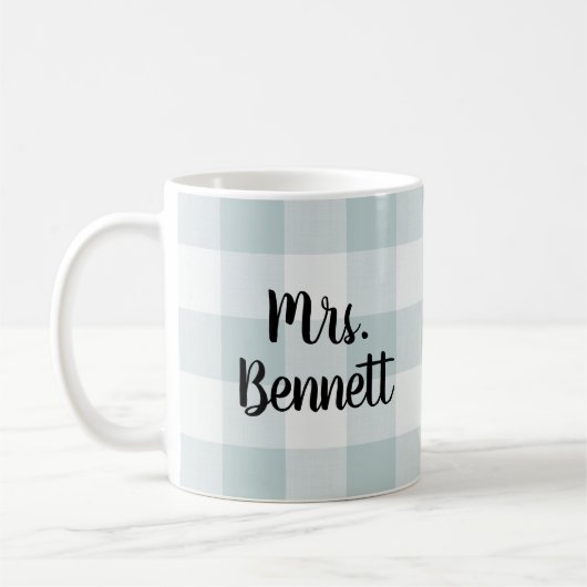 Mug Blue Buffalo Check Mme Monogramme (Gauche)
