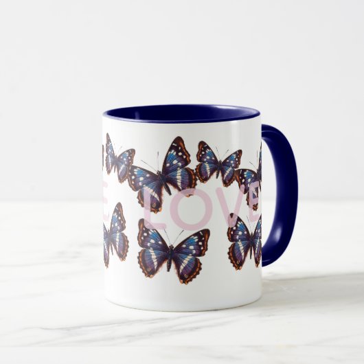 Mug Blue Butterfly Love (Devant droit)