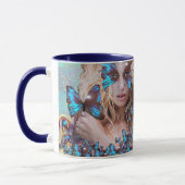 MUG BLUE BUTTERFLY WITH GREEN GOLD SPARKLES (Gauche)