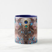 MUG BLUE BUTTERFLY WITH GREEN GOLD SPARKLES (Centre)