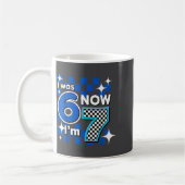 Mug Blue Checkered I Was 6 Now I'm 7 Birthday  (Gauche)