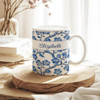 Blue Chinoiserie Floral Nom personnalisé