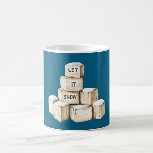 Mug Blue Cream Blocks Let it snow (Centre)