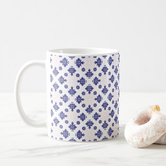 Mug Blue Cross Pendant Pattern (Avec donut)