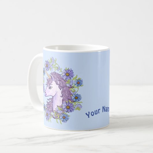 Mug Blue Daisies Unicorn (Devant gauche)