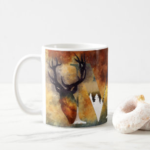Mug Blue Deer Monogramme Nom de famille du Cabine